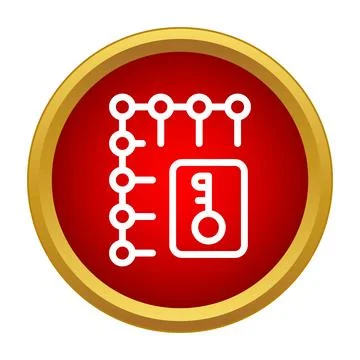 Digital key unlocking circuit board encryption process Stock Illustration