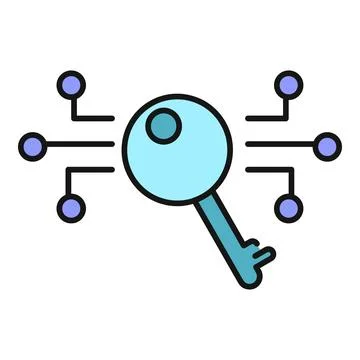 Digital key unlocking cybersecurity network access and data protection Stock Illustration