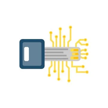 Digital Key Vector Icon Stock Illustration