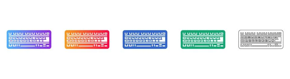 Digital Keyboard Interface Icon Set Illustrazione stock