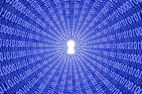 Digital keyhole in data stream Stock Illustration