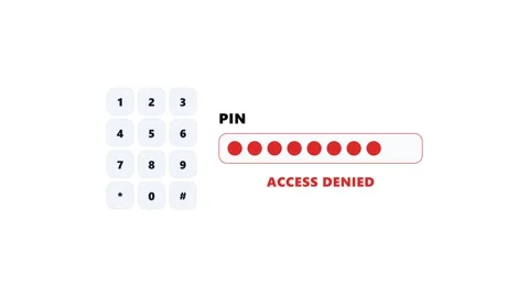 Digital keypad interface with pin code entry and access denied error. 4K Vidéo 346738886