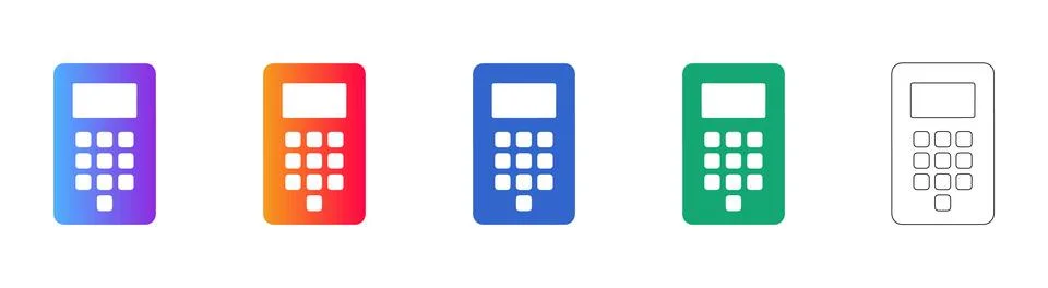Digital Keypad Terminal Icon Set Stock Illustration