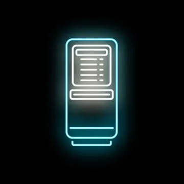 Digital kiosk displaying information as glowing neon outline Stock Illustration