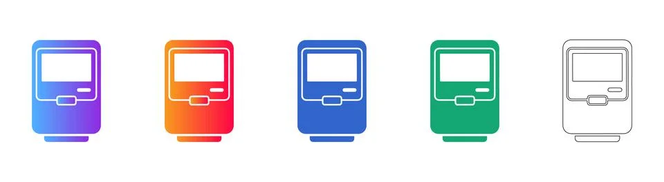 Digital Kiosk Interface Icons in Gradient and Outline Stock Illustration