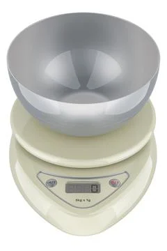 Digital Kitchen Scale with empty bowl, 3D rendering Stock Illustration