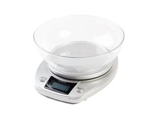 Digital kitchen scale, isolated on a white background Stock Photos