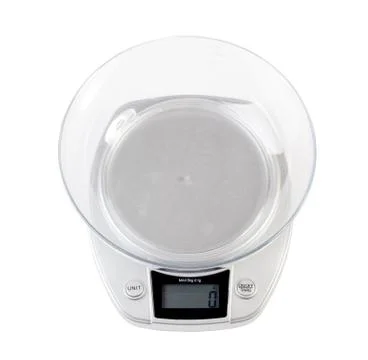 Digital kitchen scale, isolated on a white background Stock Photos