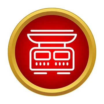 Digital kitchen scale measuring weight icon on a red background Stock Illustration