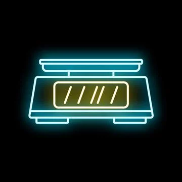 Digital kitchen scale neon glowing icon line art Stock Illustration