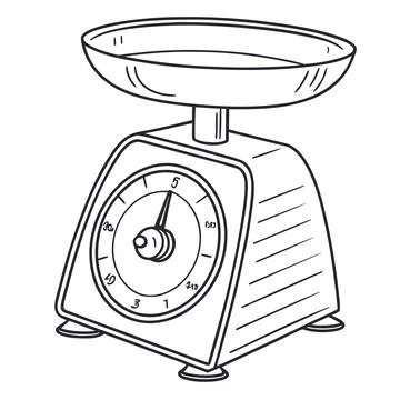 Digital Kitchen Scale Outline Vector Icon Stock Illustration