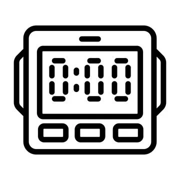 Digital kitchen timer icon, outline style Stock Illustration