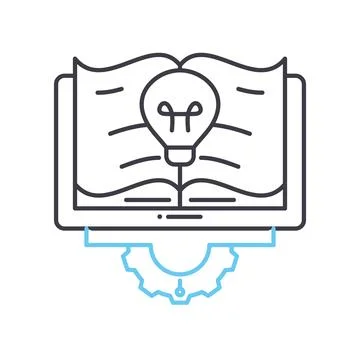 Digital knowledge learning line icon, outline symbol, vector illustration Illustrazione stock
