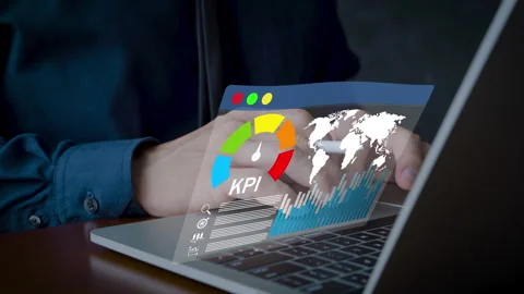 Digital KPI analytics dashboard interface showing data performance, metrics, Stock Footage 319051861