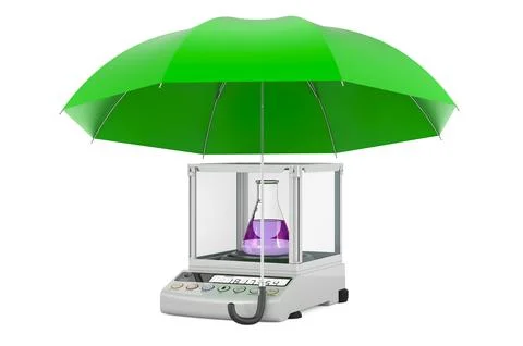 Digital Lab Scale under umbrella, 3D rendering Stock Illustration