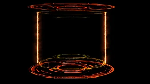 Digital laboratory capsule with laser burning flame on black screen Stock Footage 271181794