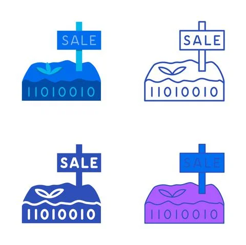 Digital land icon set in flat and line style Stock Illustration