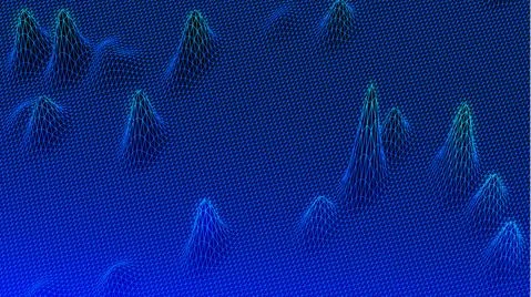 Digital landscape with mountains or clouds made of triangular line grid Stock Illustration