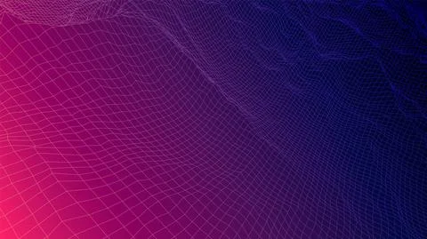 Digital landscape with mountains or clouds made of line grid Illustrazione stock