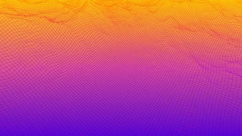 Digital landscape with mountains or clouds made of line grid 스톡 일러스트