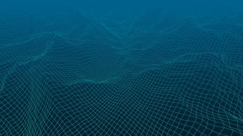 Digital landscape with mountains or clouds made of line grid 스톡 일러스트