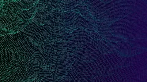 Digital landscape with mountains or clouds made of line grid Stock Illustration