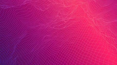 Digital landscape with mountains or clouds made of line grid Stock Illustration