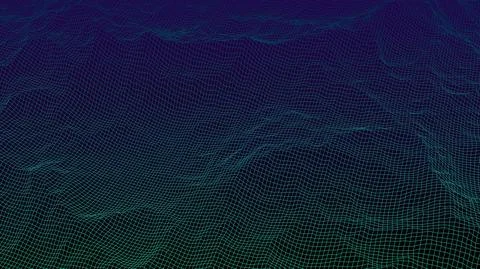Digital landscape with mountains or clouds made of line grid 库存插图