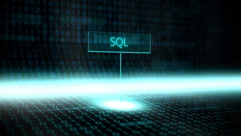 Digital landscape software defined typography with futuristic binary code - SQL Stock Footage 86291458