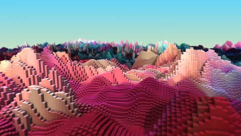 Digital landscape with a swaying surface Stock Footage 113697824