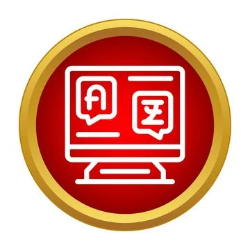Digital language translation software icon on monitor Stockillustratie