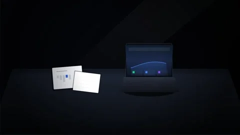 Digital laptop computer screen showing dynamic line graphs changing with da.. Stock Footage 345360690