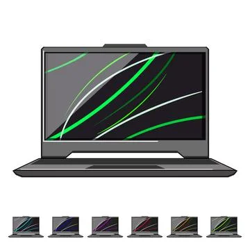 Digital laptop gaming cartoon vector graphic Stock Illustration