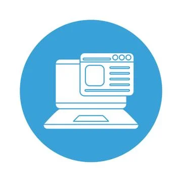 Digital laptop with website block style icon vector design Stock Illustration