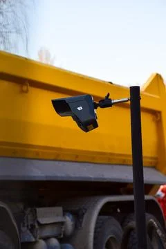 Digital laser receiver and level sensor on construction site surveying pole Stock Photos