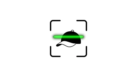 Digital laser scanning process of baseball cap icon within frame for identi.. Stock Footage 346498302