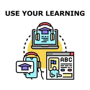 Digital learning accessing online education content technology Stock Illustration