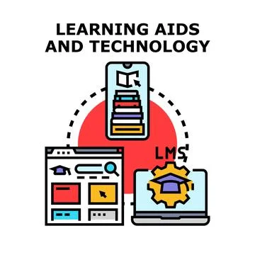 Digital learning aids and education technology vector concept Illustrazione stock