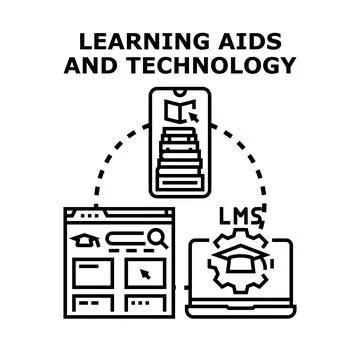 Digital learning aids and education technology vector concept Illustrazione stock
