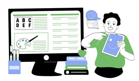 Digital learning and creativity concept illustration. Stock Illustration