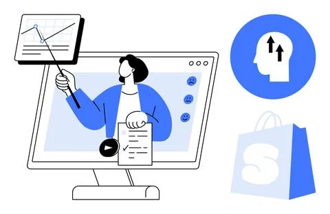 Digital Learning and E-commerce with Educational Growth and Development Stock Illustration