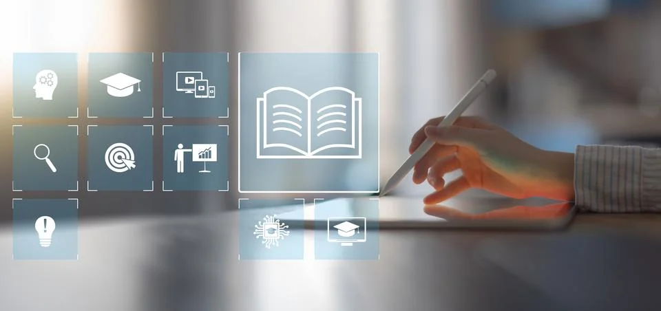 Digital Learning and Educational Resources Accessed on a Touchscreen Device i Stock-Fotos