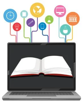 Digital Learning and Knowledge Sharing Stock Illustration