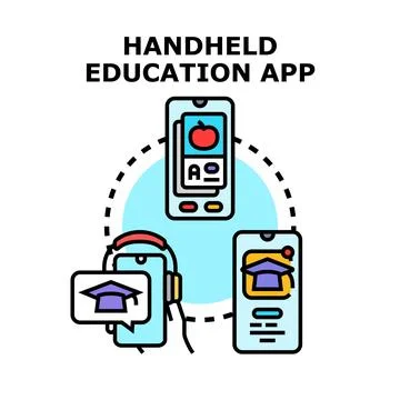 Digital learning app on mobile devices ecosystem Stock Illustration