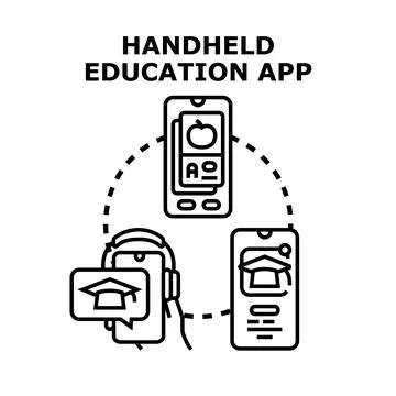 Digital learning app on mobile devices ecosystem Stock Illustration