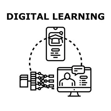 Digital learning concept connecting online education and data processing Stock Illustration