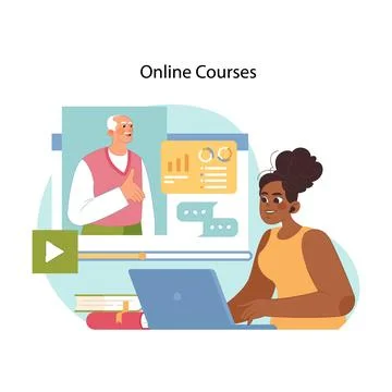 Digital learning concept. Flat vector illustration Illustrazione stock