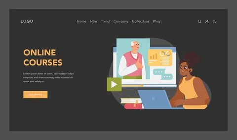 Digital learning concept. Flat vector illustration Illustrazione stock