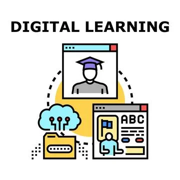 Digital learning concept icon creating education future Stock Illustration