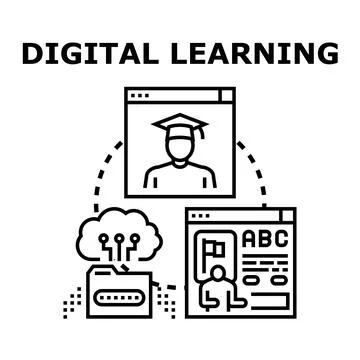 Digital learning concept icon creating education future Ilustración de archivo
